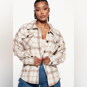 Shacket Cream-Combo Plaid Sz M